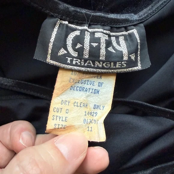 City Triangles Y2K 90s Black Velvet Maxi Dress Butterfly Beaded Side Slit - Picture 7 of 12